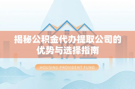 南州揭秘公积金代办提取公司的优势与选择指南